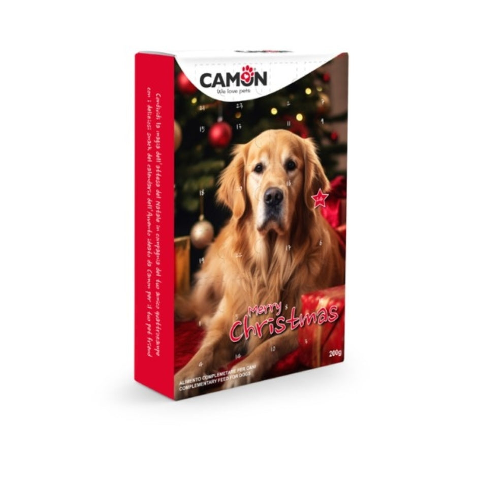 Camon Calendario Avvento per Cani - Natale 2024 - Merry Christmas - Deliziosi Snack per Cani 200g