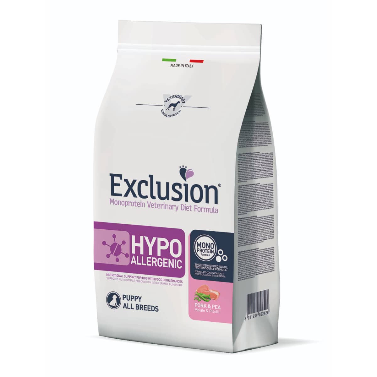 Exclusion Hypoallergenic Puppy all breeds Maiale e Piselli 2 kg