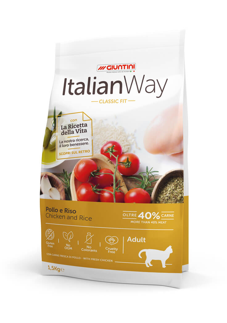 Giuntini Italian Way Crocchette per Gatti Adult Pollo e Riso Gluten Free 1,5kg