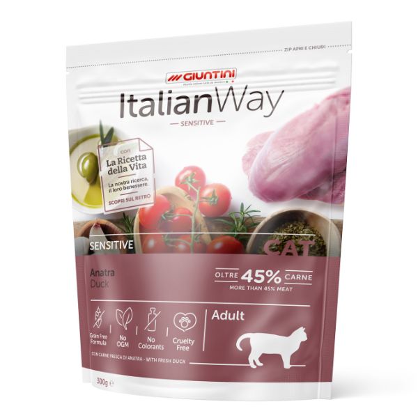 Giuntini Italian Way Croccantini per Gatto Sensitive Adult Anatra