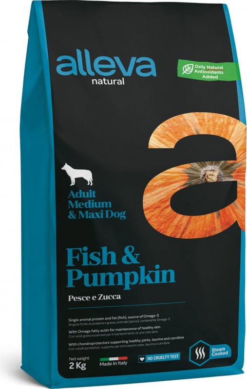 Alleva Natural Pesce e Zucca adult Medium/Maxi 12 kg