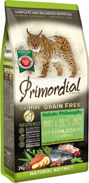 Primordial Cat Sterilizzato Sensitive Salmone 2kg - Grain Free Neutered
