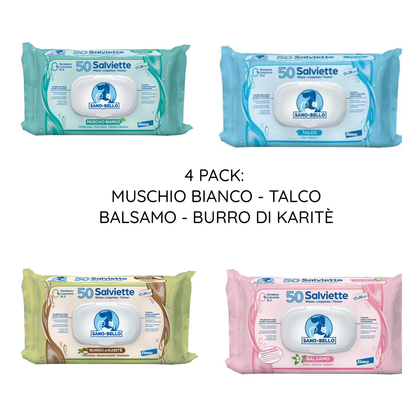 Sano & Bello Salviette Umidificate Cane e Gatto - 50pz 4 PACK