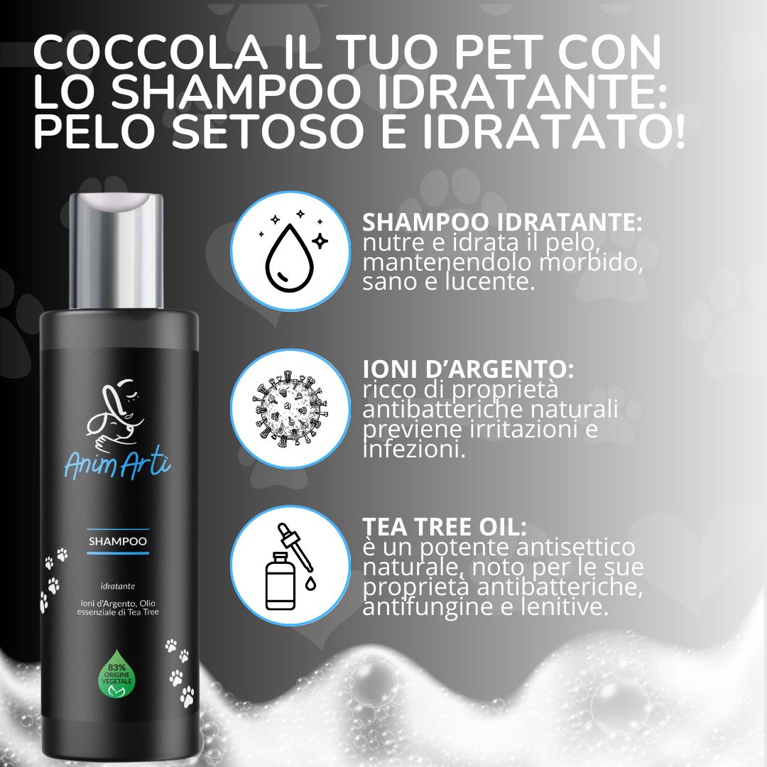 AnimArtì Shampoo Idratante per Cani e Gatti - Olio Essenziale Tea Tree 200ml