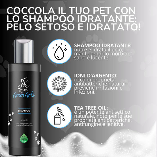 AnimArtì Shampoo Idratante per Cani e Gatti - Olio Essenziale Tea Tree 200ml