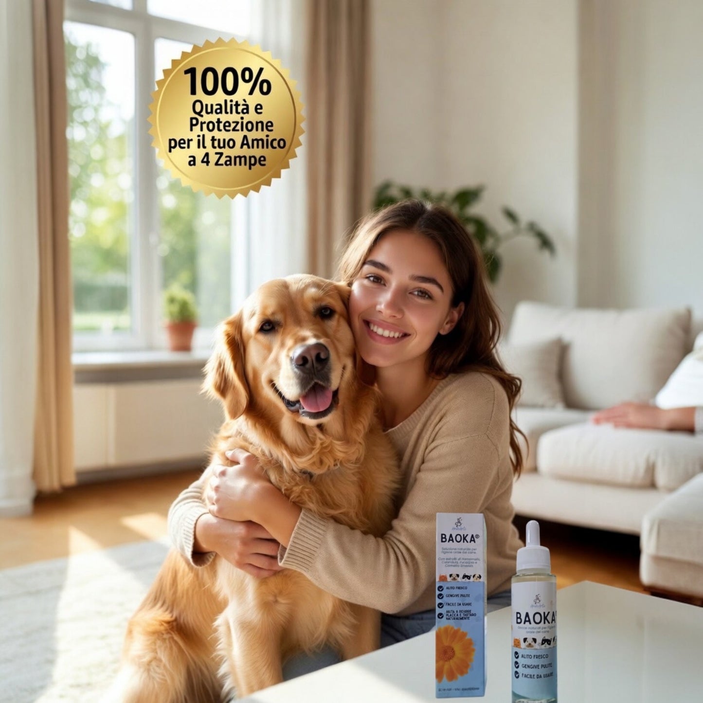 AnimArtì BAOKA® Gocce Pulizia Denti Cane Naturale - Additivo Acqua Denti Cane e Igiene Orale Quotidiana - Soluzione Sciogli Tartaro Cane e Placca, Elimina Alitosi Cane, Alternativa a Polvere e Spazzolino - 50ml