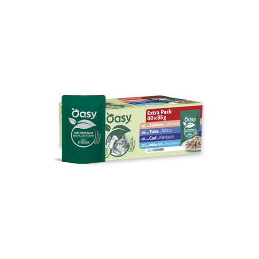 Oasy Filettini in Salsa Multipack Umido per Gatti Sterilizzati 40 pezzi x 85g