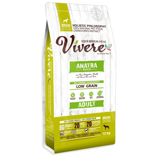 Vivere Medium Adult Dog Low Grain - Croccantini per Cani con Erbe Officinali - 12kg