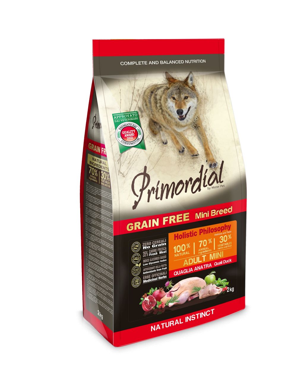 Primordial Adult Mini Quaglia & Anatra Grain Free 2kg