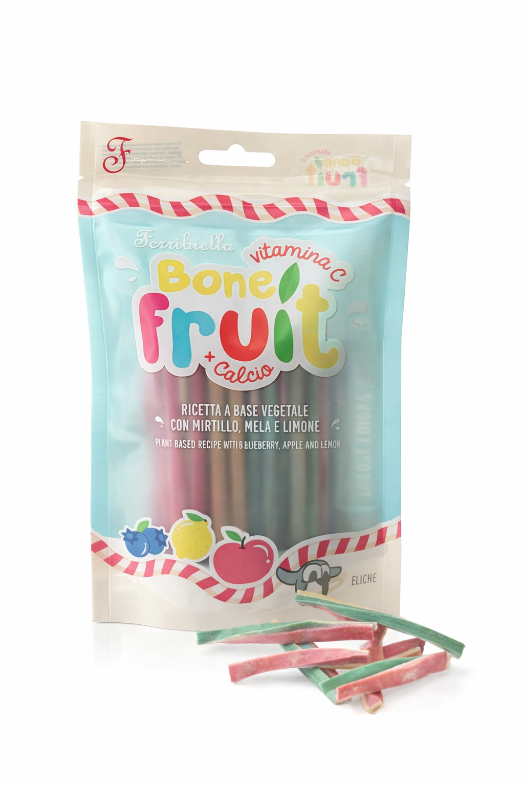Bone Fruit - Snack per cani - Vegetale con Mirtillo, Mela e Limone - Eliche 100g
