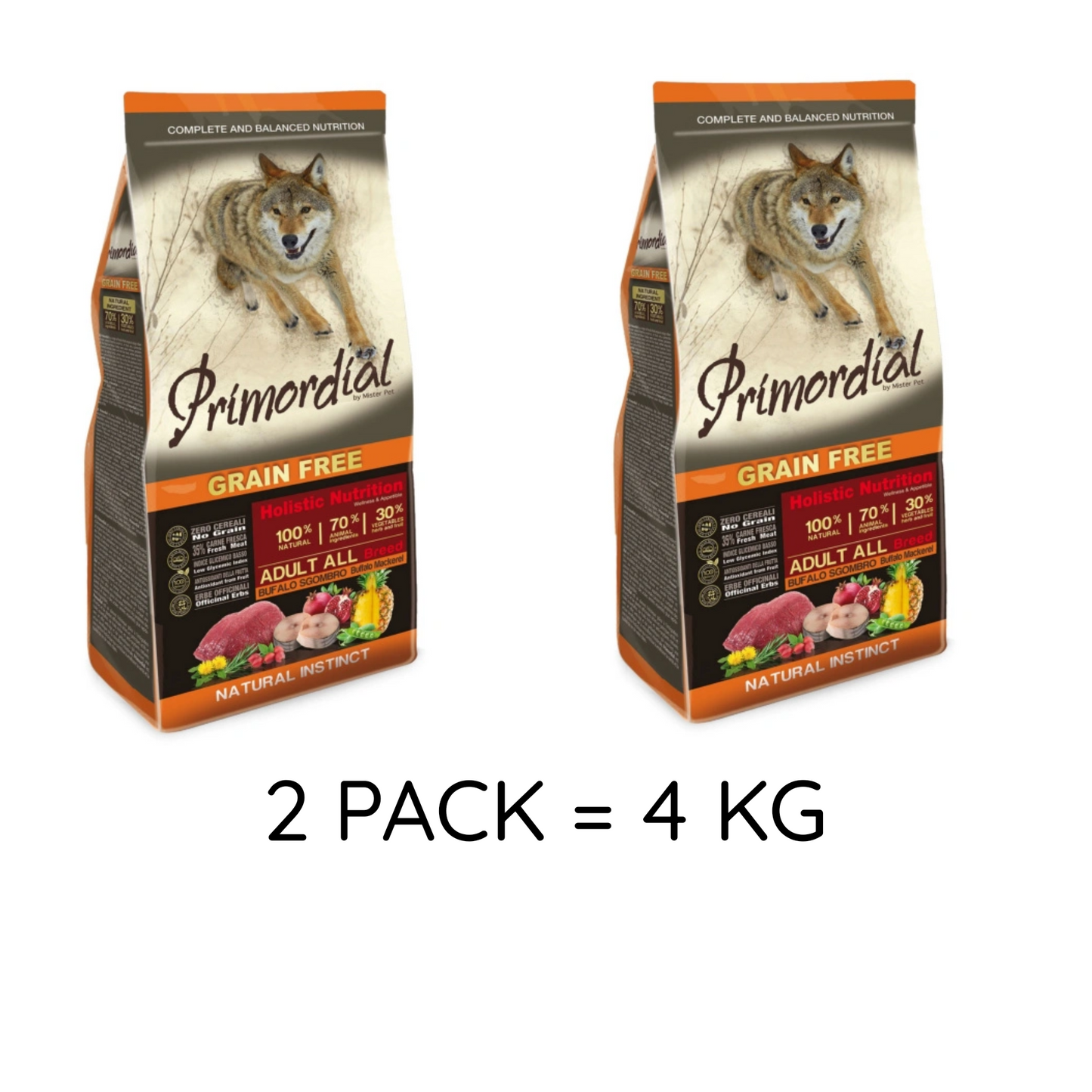 Primordial All Breed Adult Bufalo e Sgombro 2kg 2 PACK