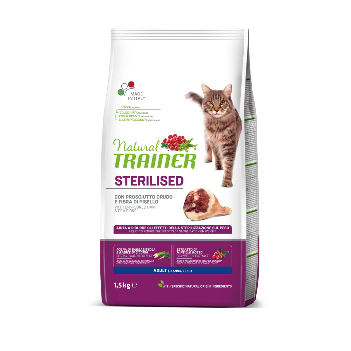 Natural Trainer Sterilised Cat prosciutto crudo 1,5kg