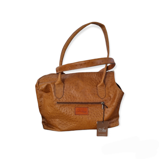 DA VINCI borsa per cani in pelle, stampa struzzo, 36x25cm