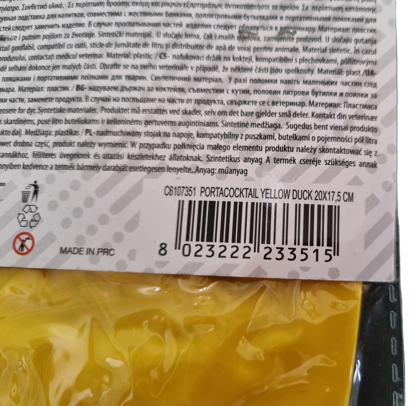 Porta COCKTAIL Yellow Duck 20x17.5cm