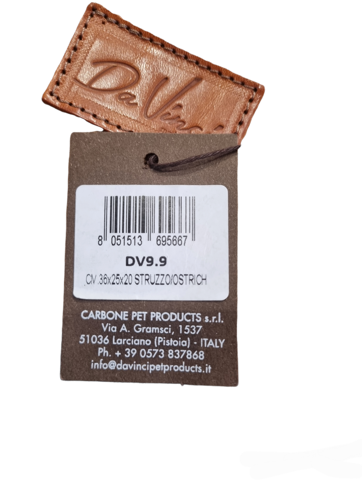 DA VINCI borsa per cani in pelle, stampa struzzo, 36x25cm