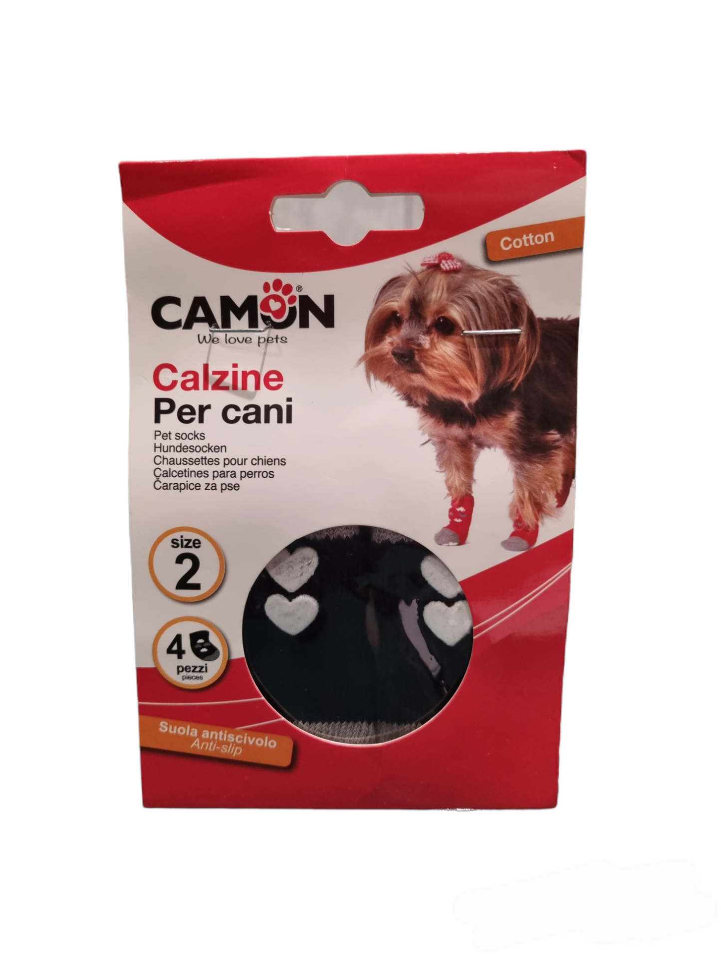Camon calze in cotone, antiscivolo. Mis.2 - 4 pezzi
