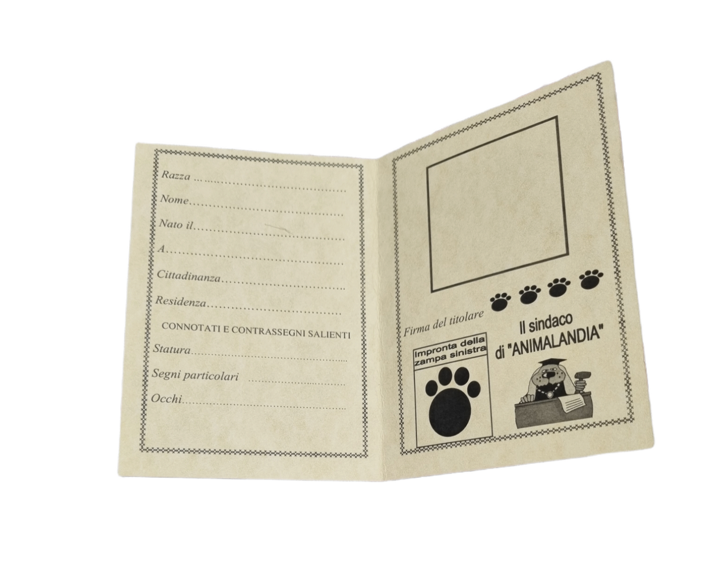 Carta d'identità per cani ANIMALANDIA