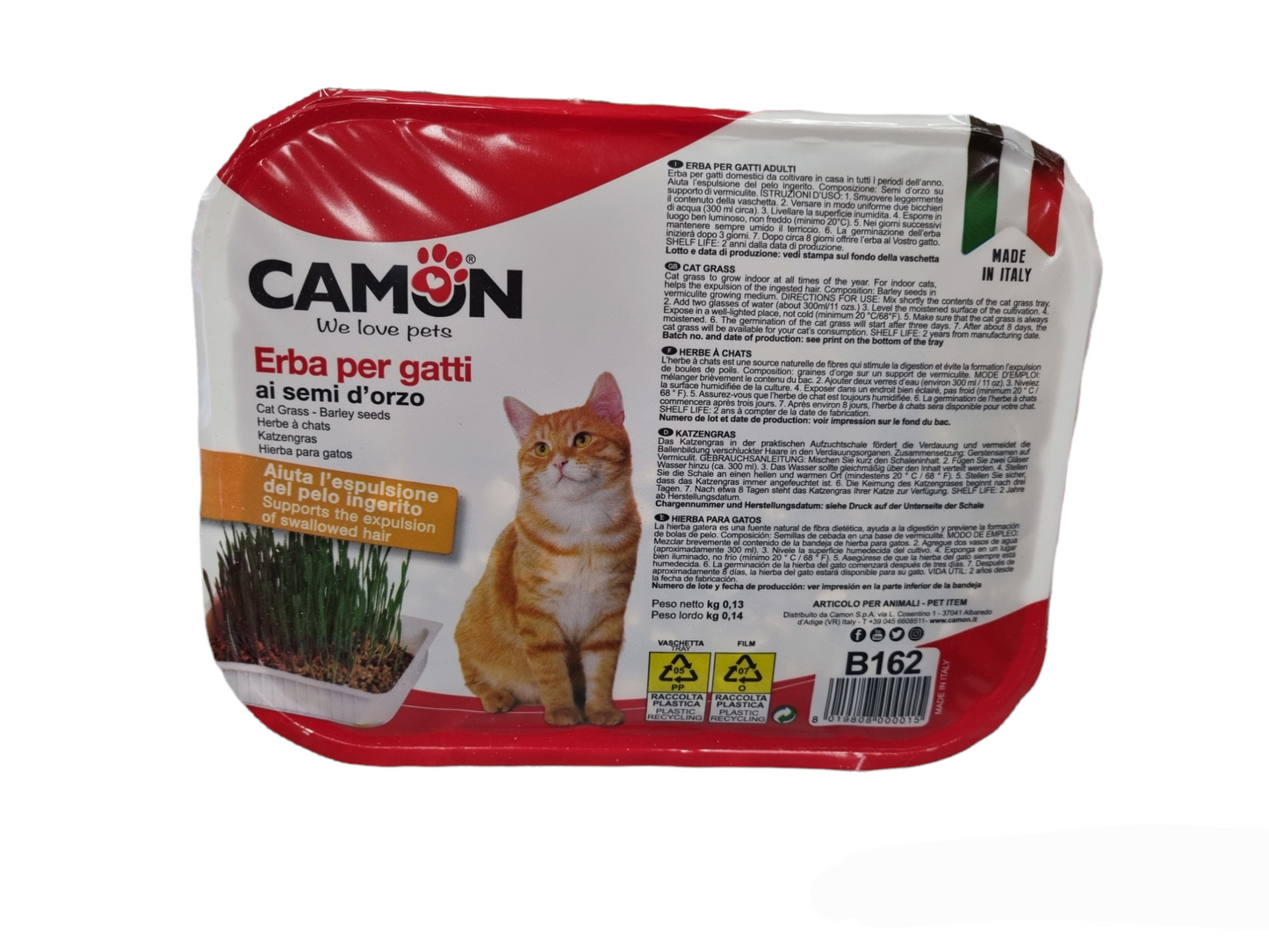 Camon Erba per gatti ai semi d'orzo con vaschetta