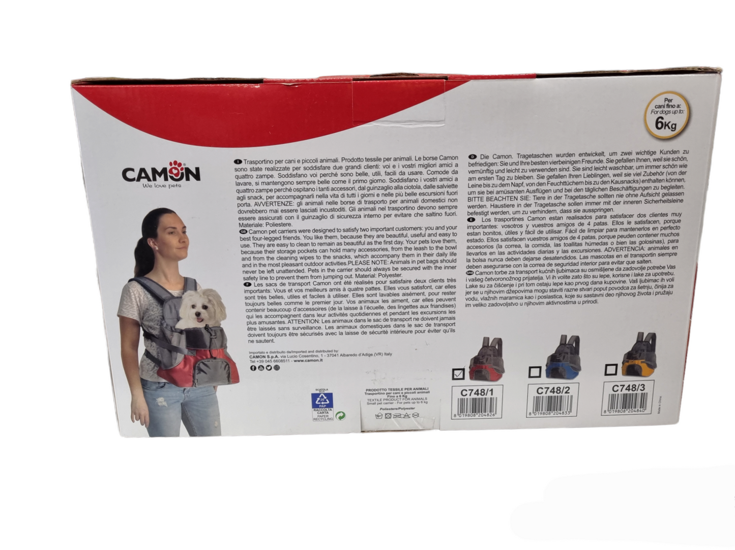 Camon trasportino frontale a zaino. Rosso