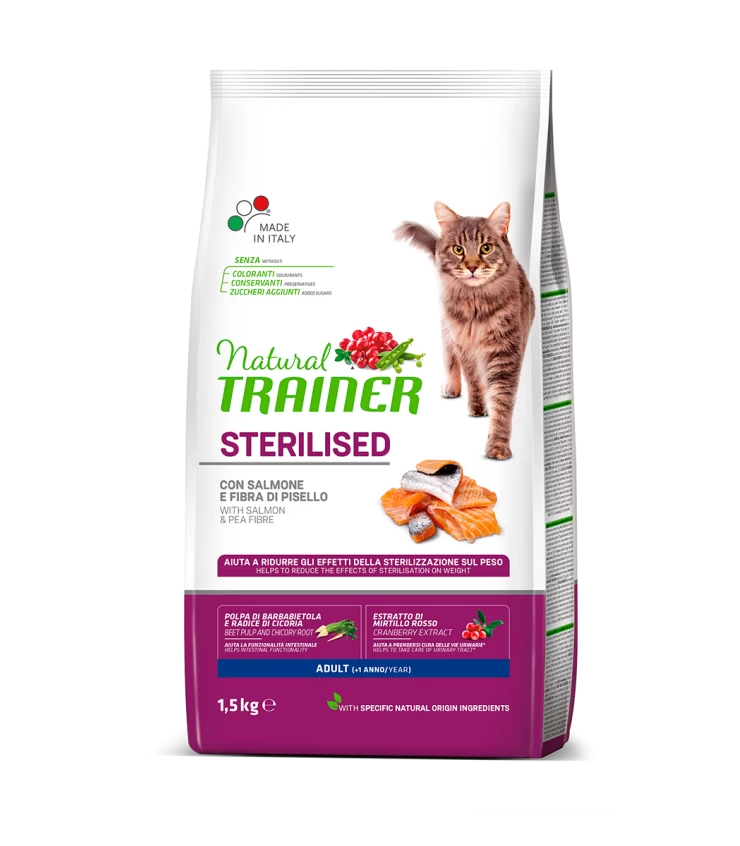 Natural Trainer Sterilised Cat Salmone 1,5kg
