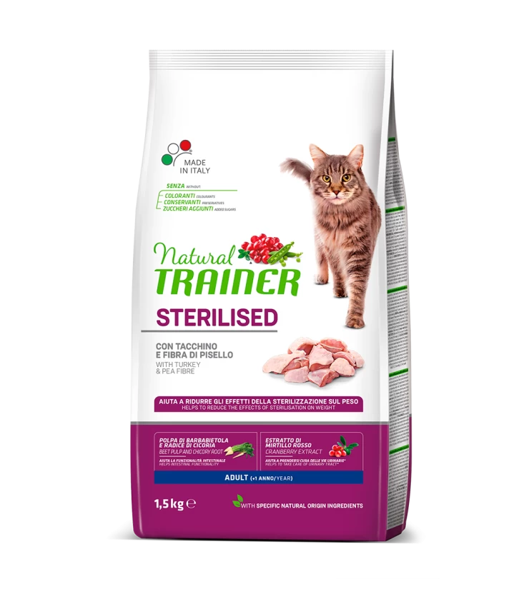 Natural Trainer Sterilised cat tacchino 1,5kg