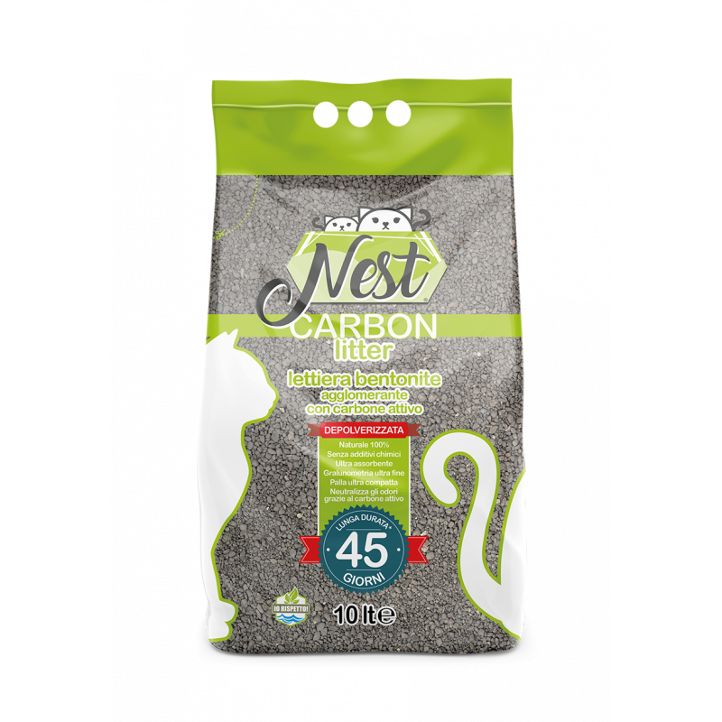 Nest cat litter agglomerante al carbone attivo 10lt