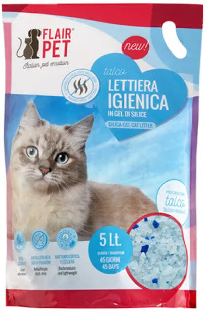 Flair Pet lettiera igienica in Gel di Silice profumata al Talco 5lt