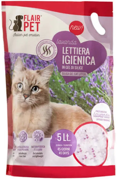 Flair Pet Lettiera Igienica Silicio - Gel di Silice - Lavanda 6x5lt (tot. 30 Litri)