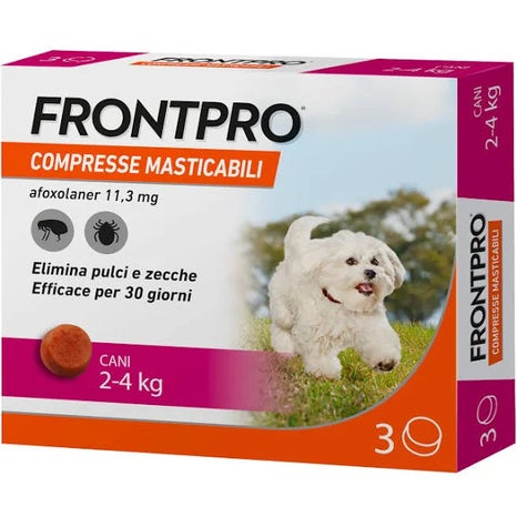 FRONTPRO 3 Compresse Masticabili per Cani. Elimina Pulci e Zecche.