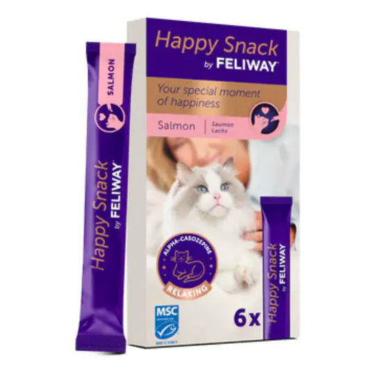 Feliway Happy Snack per Gatto - Snack Cremoso Rilassante 6 Stick (Manzo / Pollo / Salmone)