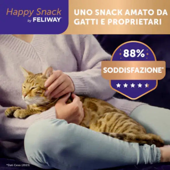 Feliway Happy Snack per Gatto - Snack Cremoso Rilassante 6 Stick (Manzo / Pollo / Salmone)