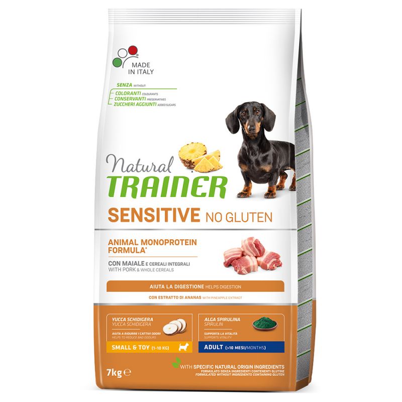 Natural Trainer Sensitive NO GLUTEN  small & toy Maiale 2 kg
