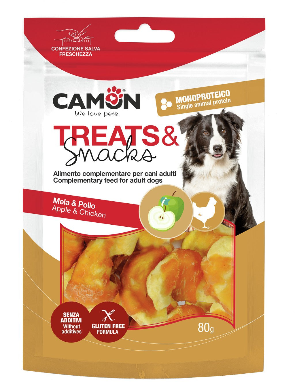 Camon Snack Monoproteico per Cani - Mela e Pollo 80g