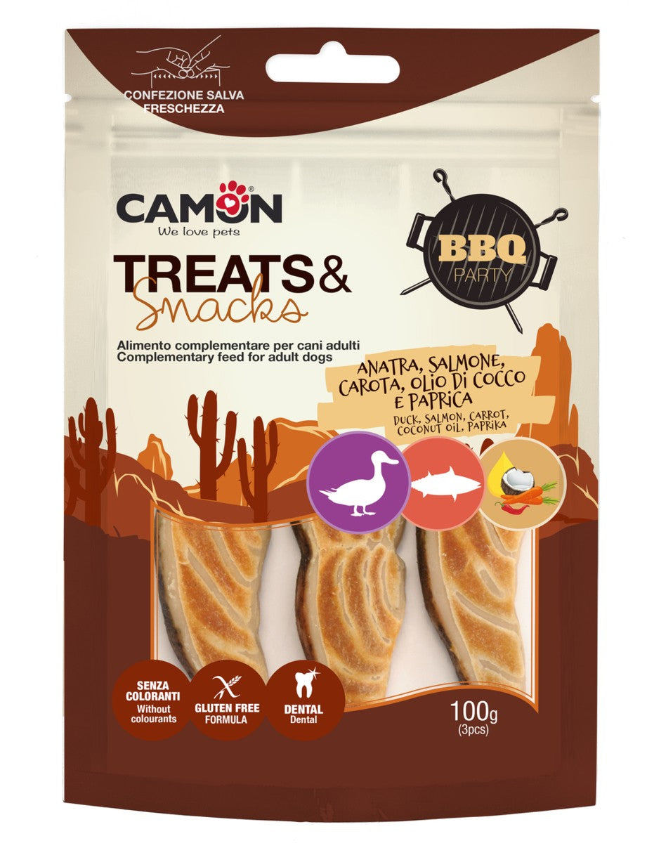 Camon Snack per Cani - BBQ Party - Salmone Grigliato in Mix di Gusti 100g