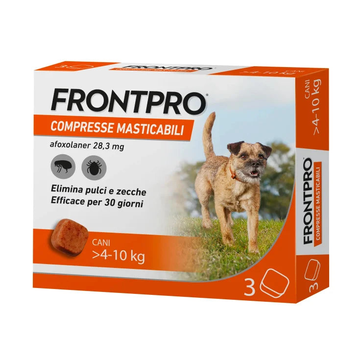 FRONTPRO 3 Compresse Masticabili per Cani. Elimina Pulci e Zecche.