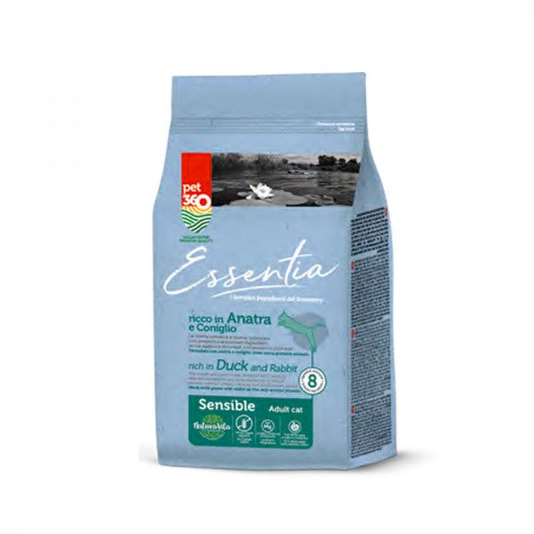 Essentia Pet360 Crocchette Gatto Adult Cat Sensitive Anatra e Coniglio Grain Free 1,5kg