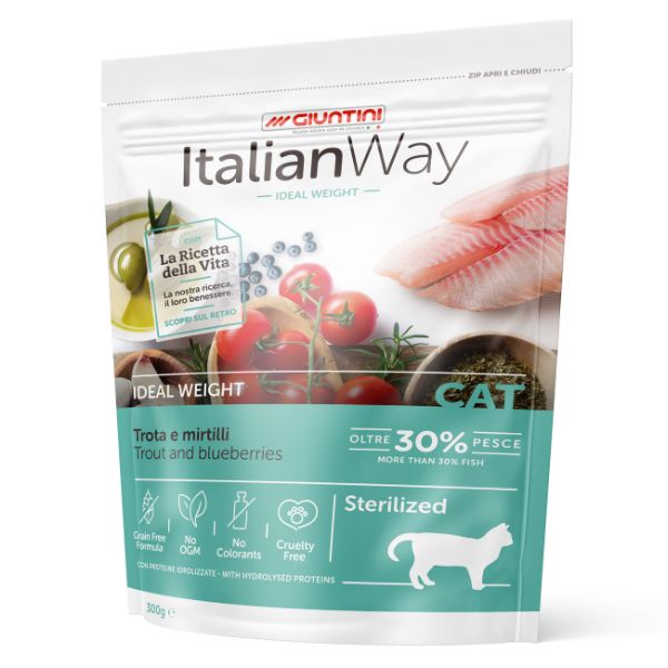 Giuntini Italian Way Croccantini per Gatto Ideal Weight Trota e Mirtilli