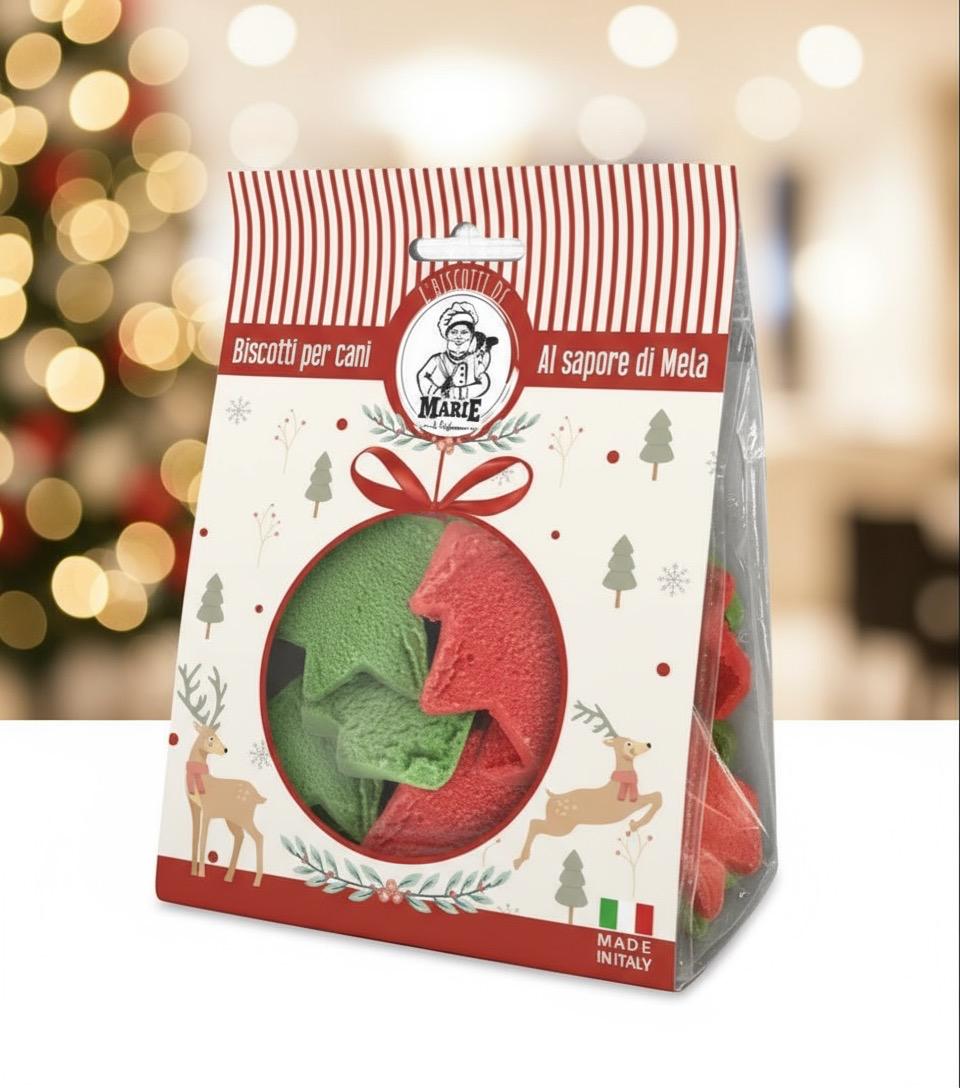 Marie Alberelli Natalizi - Biscotti per Cani al Sapore di Mela - Ottimi Regali Natalizi - 100g