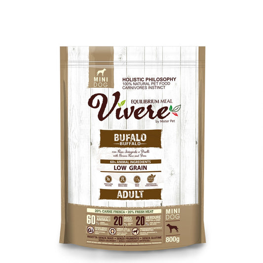 Vivere Mini Adult Dog Low Grain - Croccantini per Cani Piccola Taglia -  800g