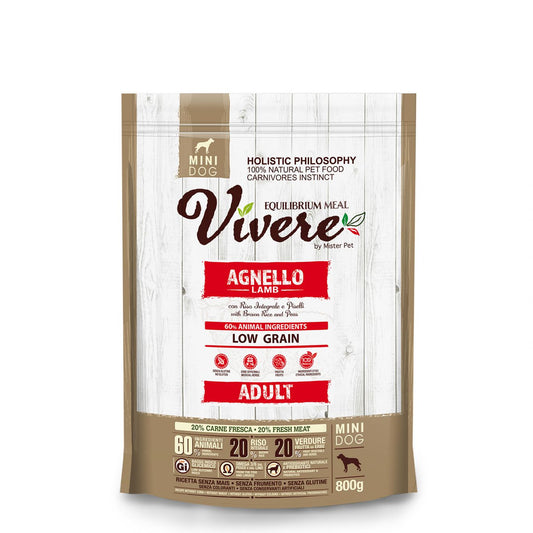 Vivere Mini Adult Dog Low Grain - Croccantini per Cani Piccola Taglia -  800g