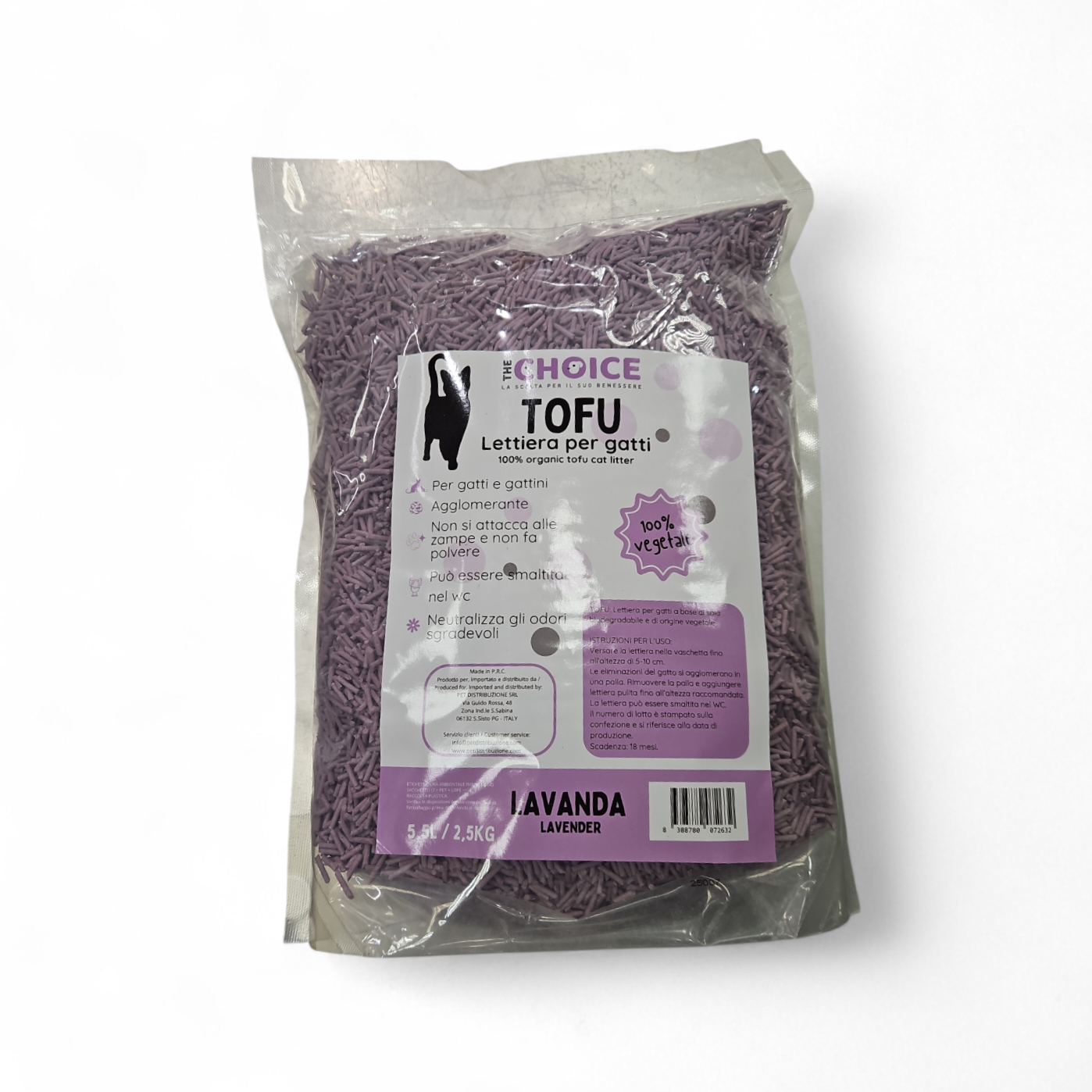 Lettiera per Gatti TOFU 100% vegetale - Lavanda - 5,5lt 2,5kg