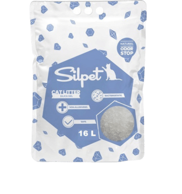 Silpet Lettiera Per Gatto Silica Gel - Odor Control - Talco 16lt