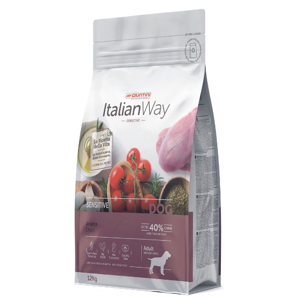 Giuntini Italian Way Croccantini Cani Medium/Maxi Adult Sensitive Anatra Grain Free 12kg
