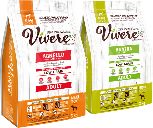 Vivere Medium Adult Dog Low Grain - Croccantini per Cani con Erbe Officinali - 12kg