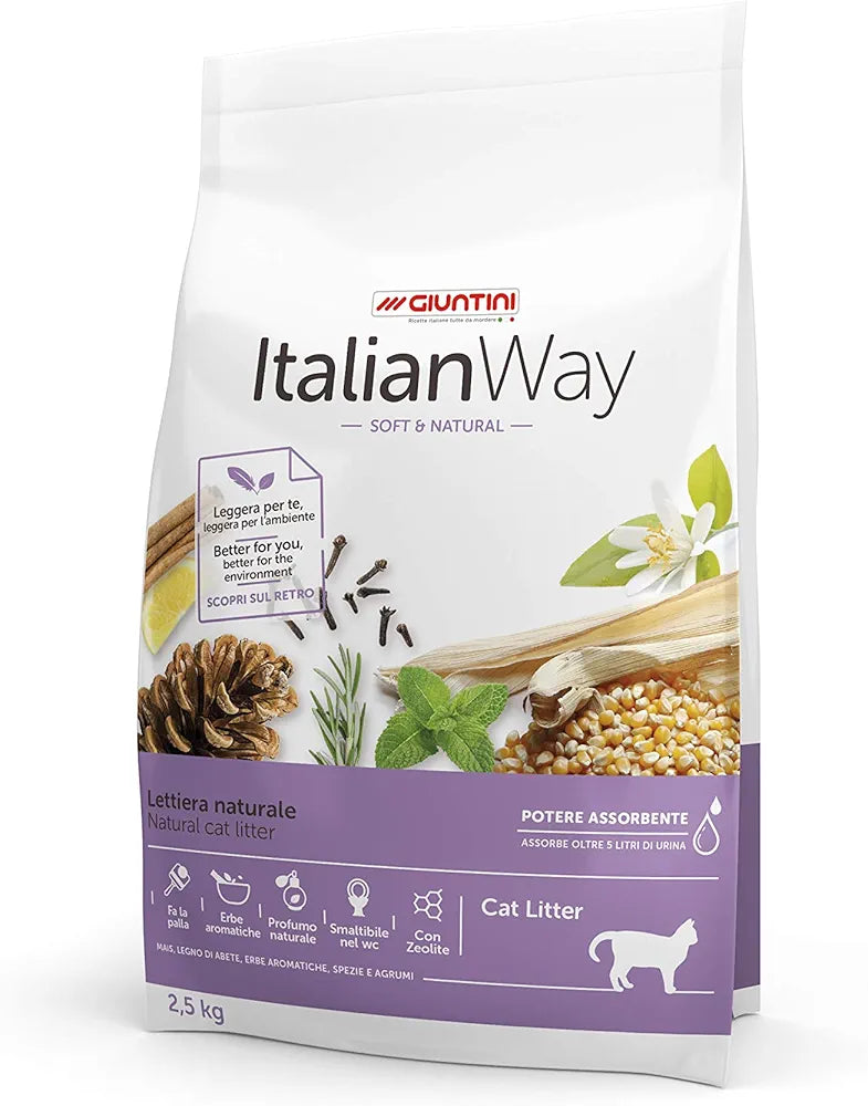 Italian Way Lettiera Vegetale per Gatti - Agglomerante - Profumo Naturale 2,5kg