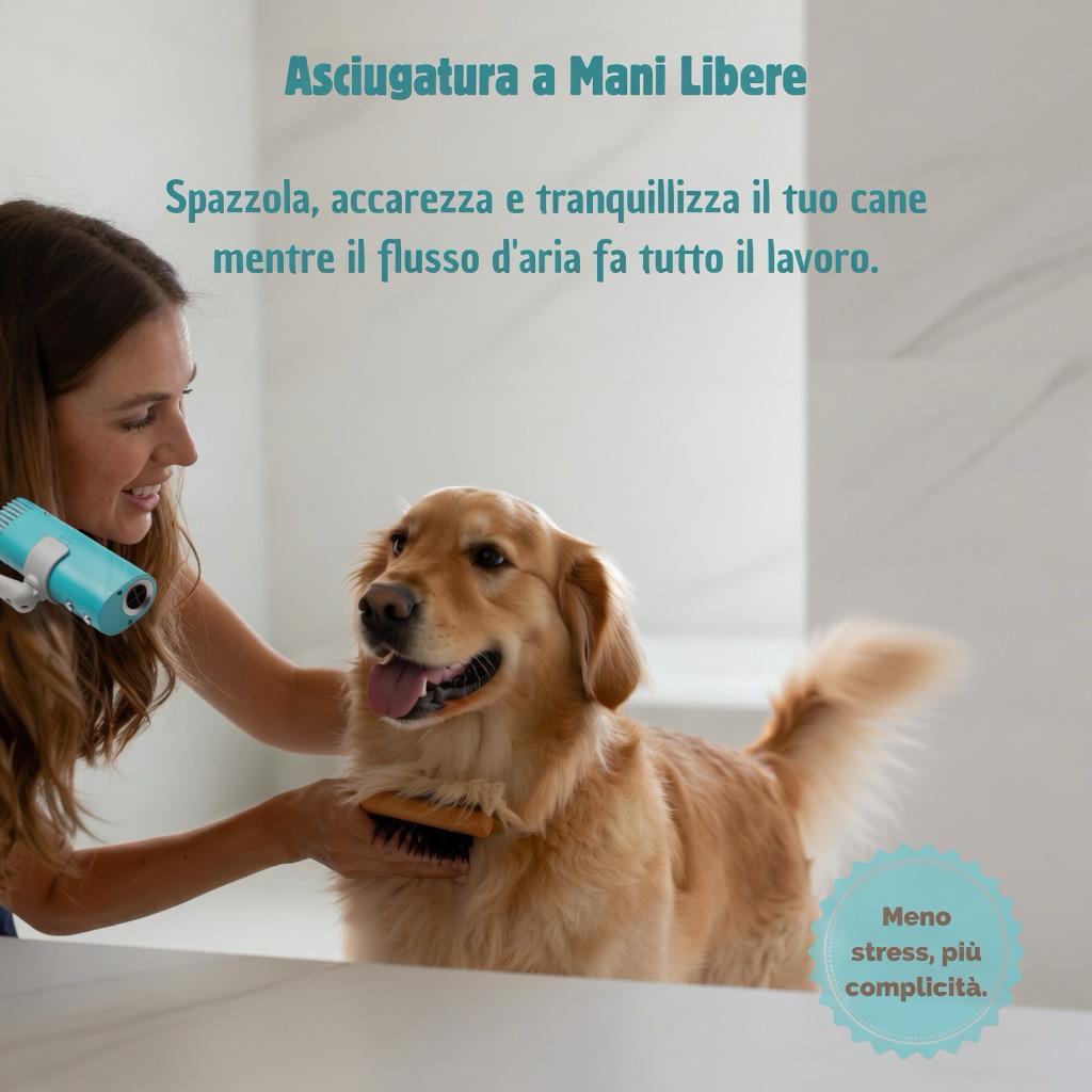 AnimArtì MAMAPÙ Phon per Cani - Asciugatura a Mani Libere con Supporto da Collo - 1400W