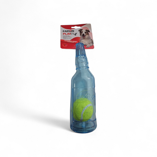Camon Play Puff - Bottiglia in TPR con Palla da Tennis e Squeaker 25 cm