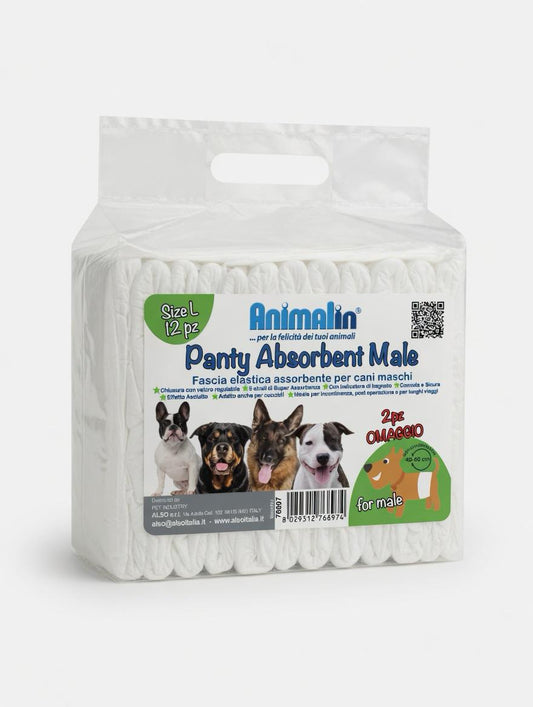 Fascia Igienica per Cani Maschi - Formato Risparmio 60 Pannolini Usa e Getta - 40/60cm