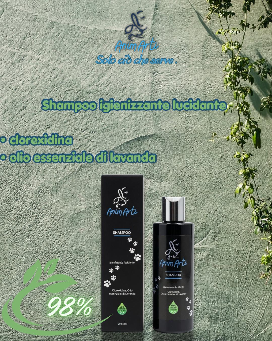 AnimArtì Shampoo Igienizzante e Lucidante - Clorexidina e Lavanda 200ml