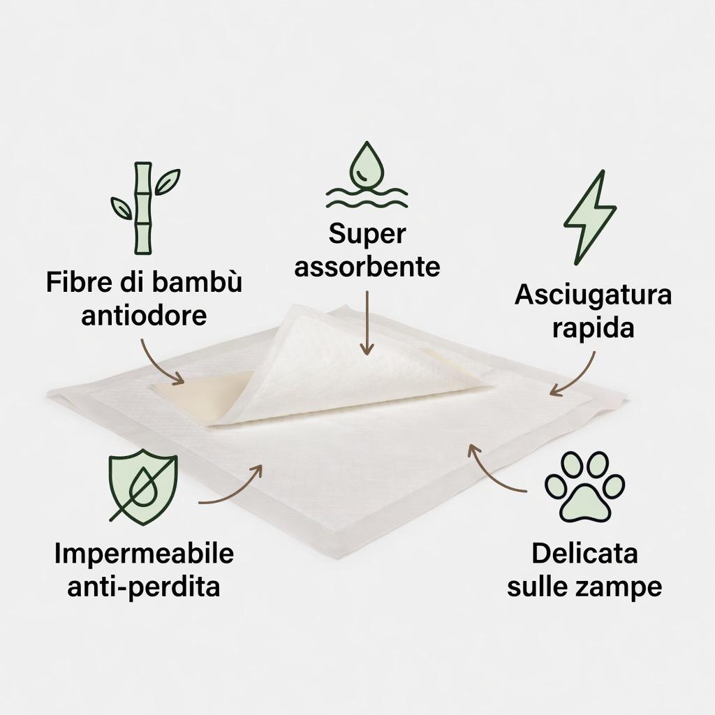 Sop Up Tappetini Igienici con Fibra di Bamboo 30pz - Traverse Igieniche per Cani